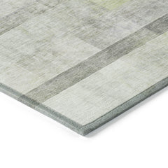 3' X 5' Olive Green Ombre Washable Non Skid Indoor Outdoor Area Rug