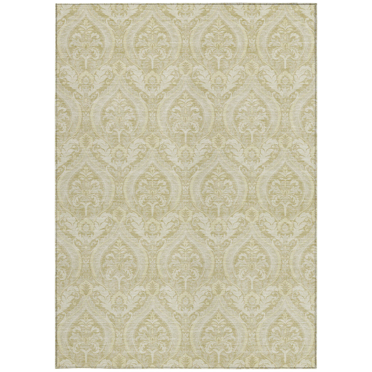 3' X 5' Light Green Damask Washable Non Skid Indoor Outdoor Area Rug