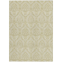 3' X 5' Light Green Damask Washable Non Skid Indoor Outdoor Area Rug