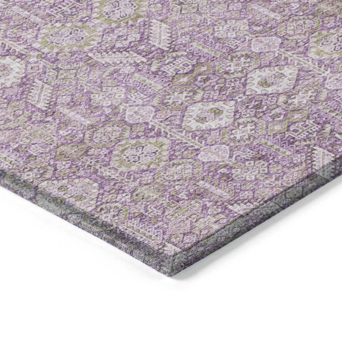 3' X 4' Lavender and Ivory Floral Washable Non Skid Indoor Outdoor Area Rug