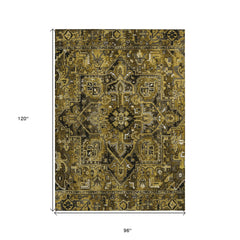 8' X 10' Coffee and Gray Oriental Washable Non Skid Indoor Outdoor Area Rug