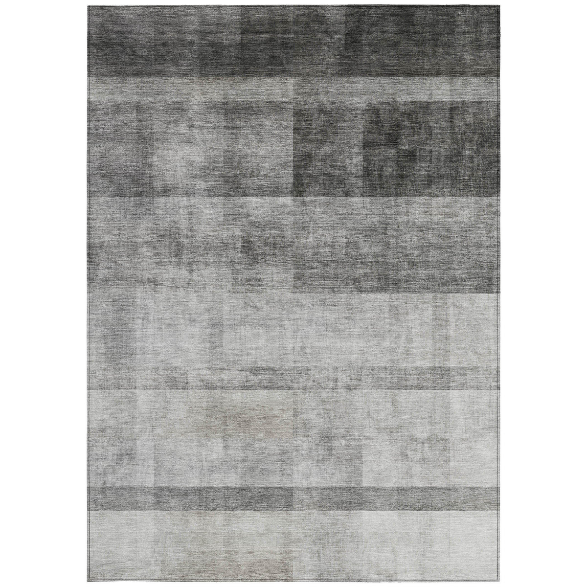 10' X 14' Gray Ombre Washable Non Skid Indoor Outdoor Area Rug