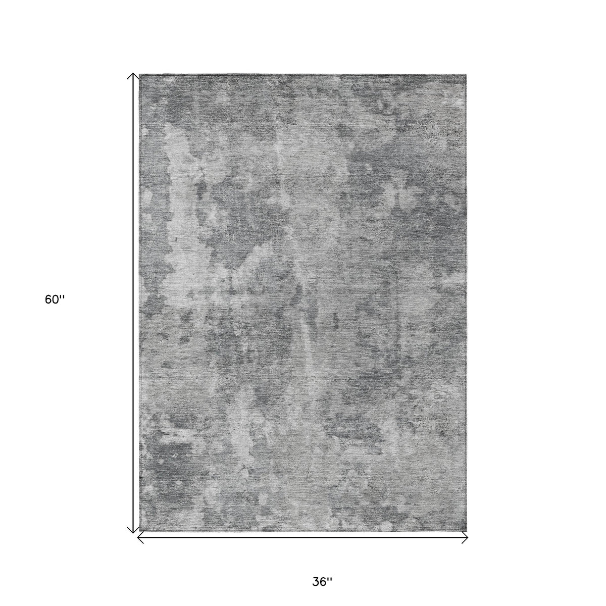 3' X 5' Gray Abstract Washable Non Skid Indoor Outdoor Area Rug