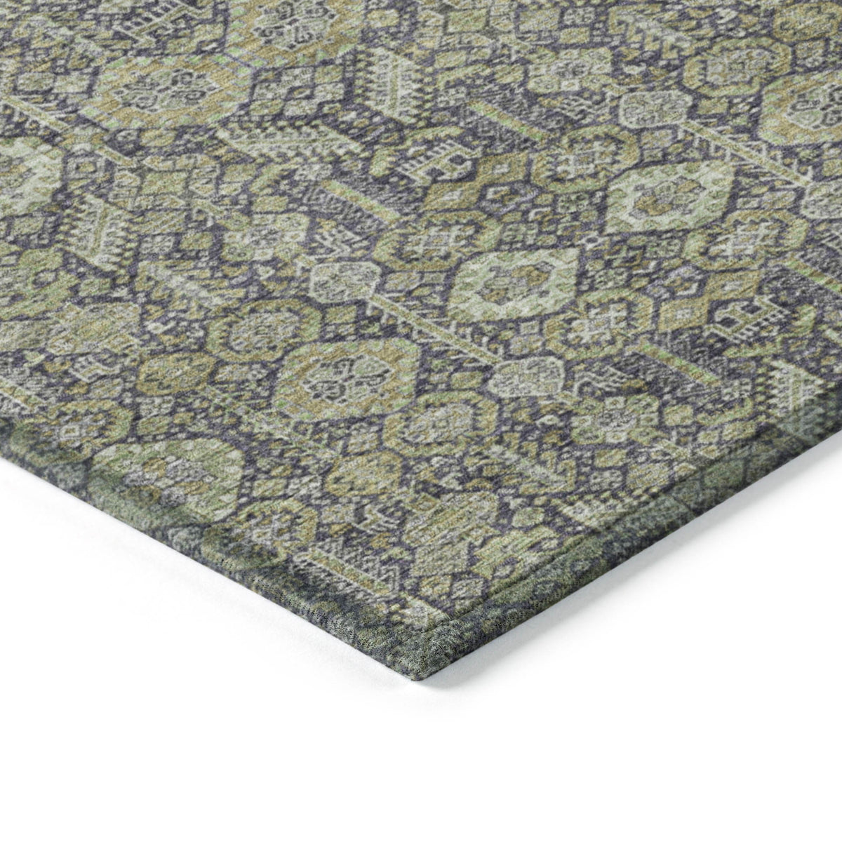 8' Runner Blue and Green Floral Washable Non Skid Indoor Outdoor Runner Rug