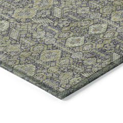 8' Runner Blue and Green Floral Washable Non Skid Indoor Outdoor Runner Rug