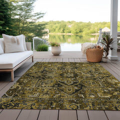 3' X 5' Coffee and Gray Oriental Washable Non Skid Indoor Outdoor Area Rug