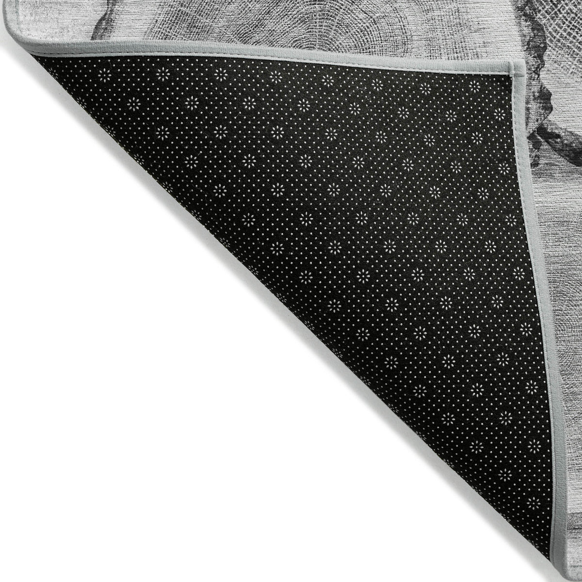 8' X 10' Gray and Black Faux Bois Washable Non Skid Indoor Outdoor Area Rug