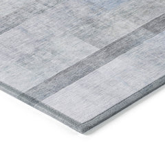 3' X 5' Navy and Gray Ombre Washable Non Skid Indoor Outdoor Area Rug