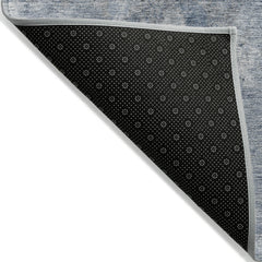 3' X 5' Blue Abstract Washable Non Skid Indoor Outdoor Area Rug