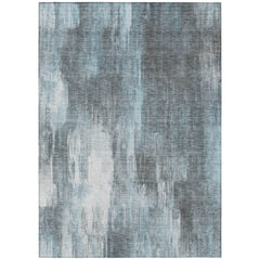 9' X 12' Teal Abstract Washable Non Skid Indoor Outdoor Area Rug