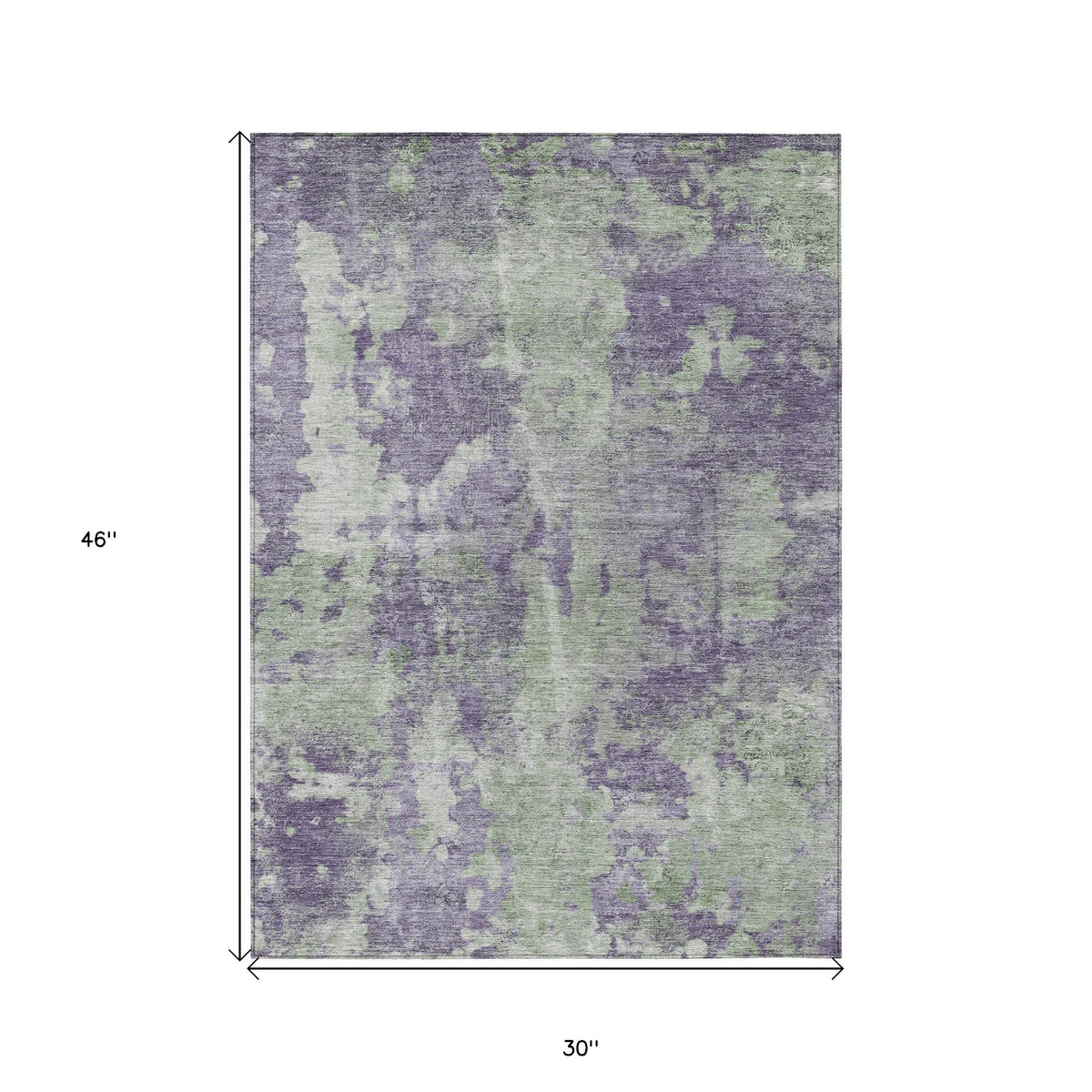 3' X 4' Purple and Green Abstract Washable Non Skid Indoor Outdoor Area Rug