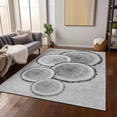 3' X 4' Gray and Black Faux Bois Washable Non Skid Indoor Outdoor Area Rug