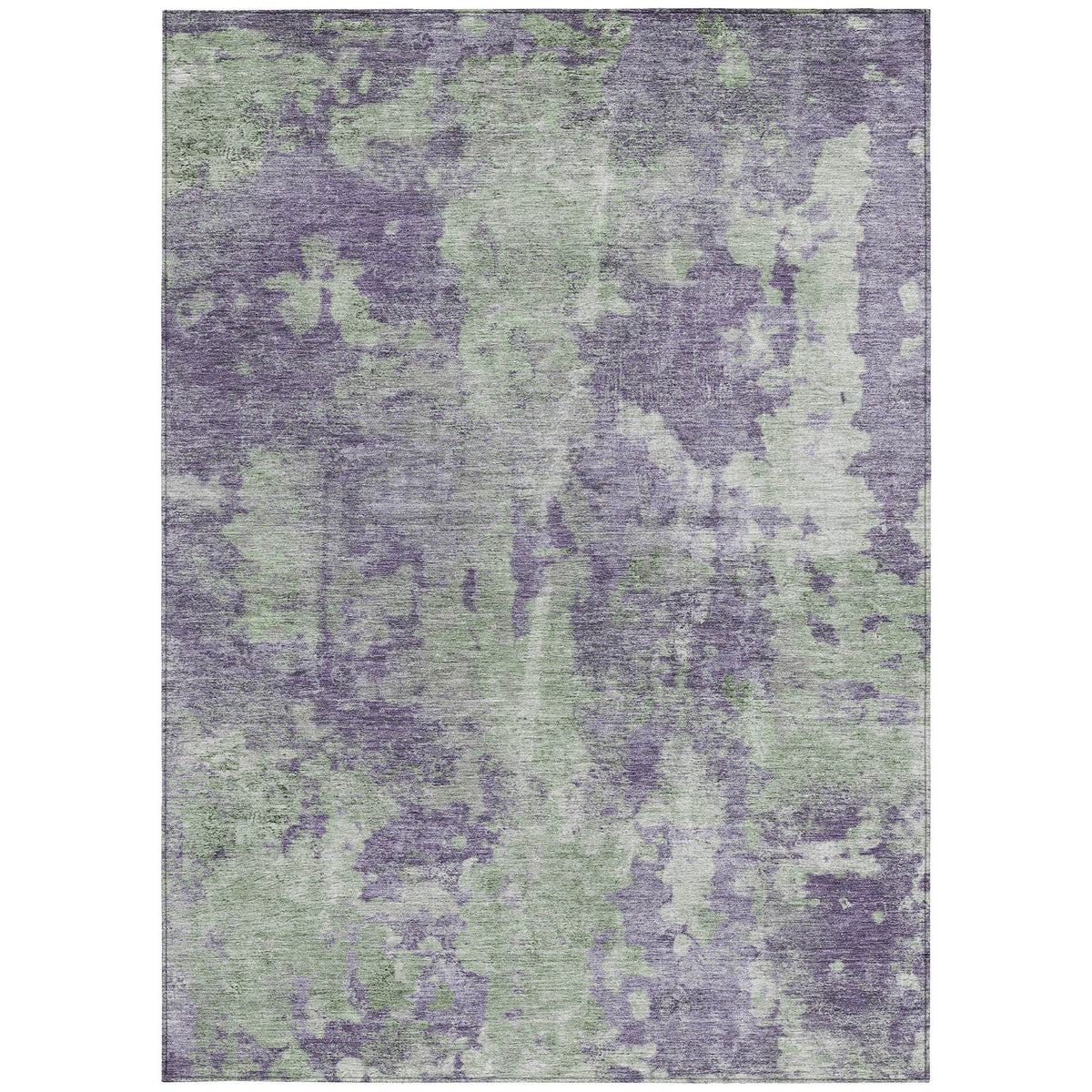 10' X 14' Purple and Green Abstract Washable Non Skid Indoor Outdoor Area Rug