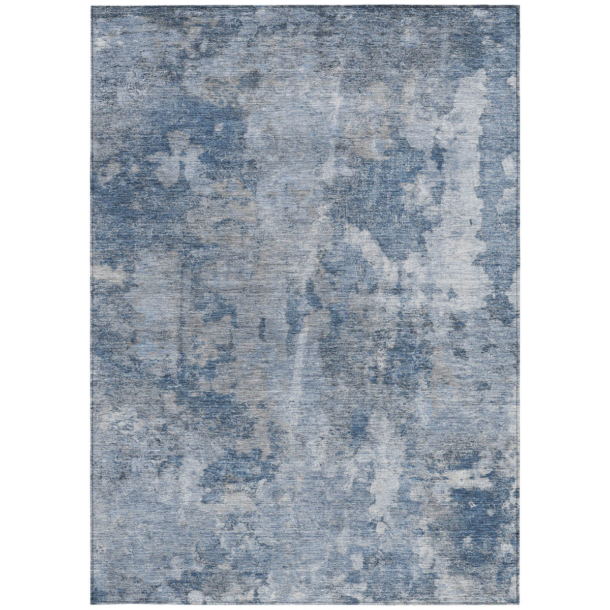 8' X 10' Blue Abstract Washable Non Skid Indoor Outdoor Area Rug