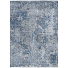 8' X 10' Blue Abstract Washable Non Skid Indoor Outdoor Area Rug