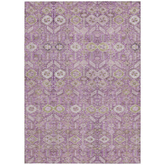10' X 14' Lavender and Ivory Floral Washable Non Skid Indoor Outdoor Area Rug