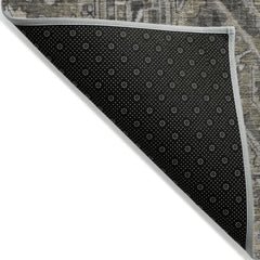 8' X 10' Taupe and Dark Taupe Oriental Washable Non Skid Indoor Outdoor Area Rug