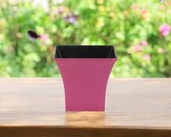 5" Hot Pink Recycled Plastic Indoor Outdoor Square Pot Planter