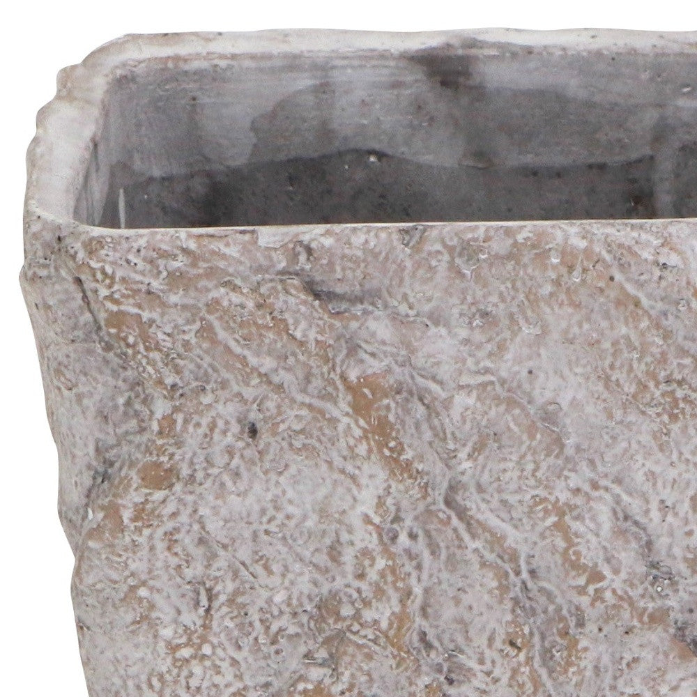 9" Gray Speckle Glaze Cement Indoor Outdoor Rectangular Pot Planter