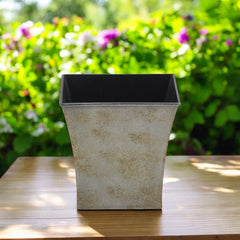 7" Gray Recycled Plastic Indoor Outdoor Square Pot Planter