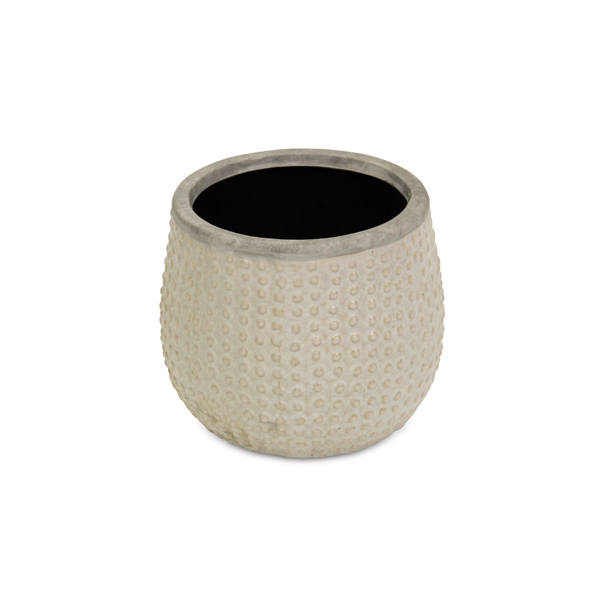 7" Beige Dot Ceramic Indoor Outdoor Round Pot Planter