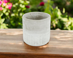 6" Light Gray Geometric Cement Indoor Outdoor Round Pot Planter