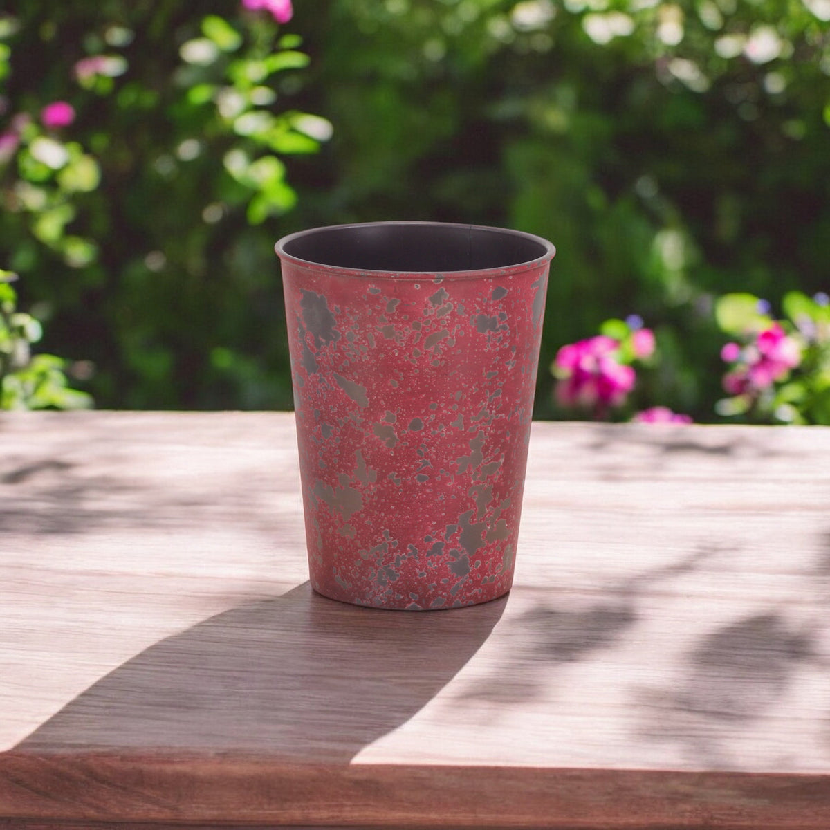 5" Red Recycled Plastic Indoor Outdoor Round Pot Planter