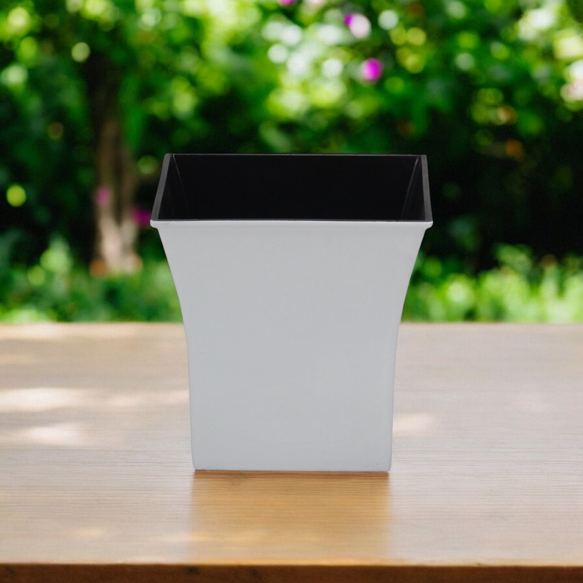 7" White Recycled Plastic Indoor Outdoor Square Pot Planter