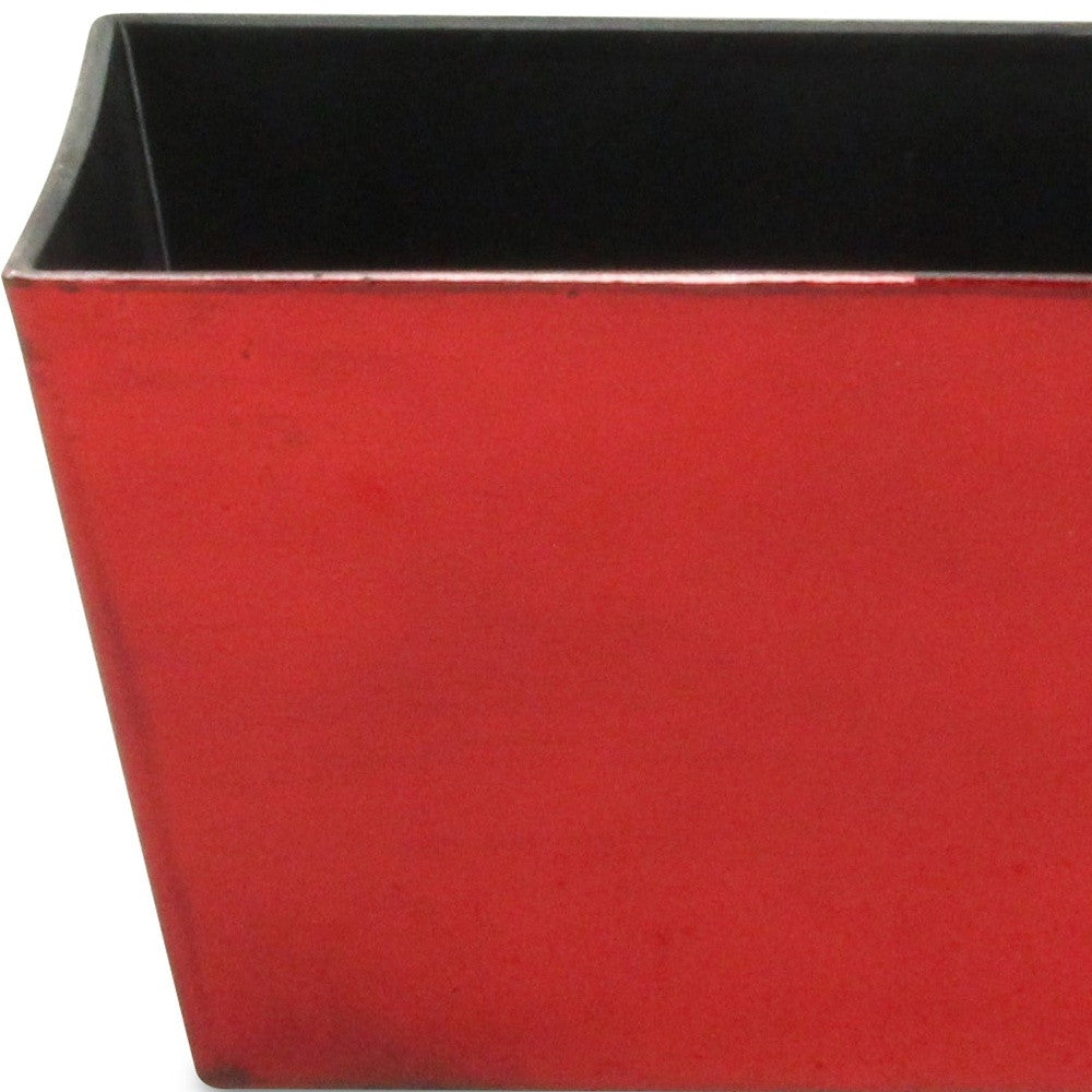 8" Red Recycled Plastic Indoor Outdoor Rectangular Planter Box