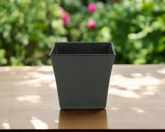 7" Black Recycled Plastic Indoor Outdoor Square Pot Planter