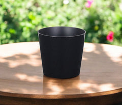 7" Black Recycled Plastic Indoor Outdoor Round Pot Planter