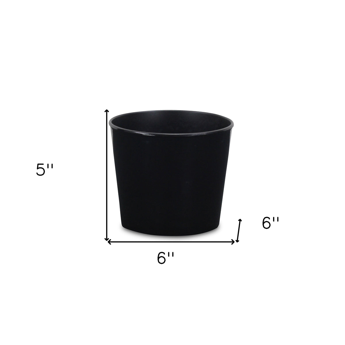 6" Black Recycled Plastic Indoor Outdoor Round Pot Planter