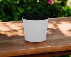 6" White Recycled Plastic Indoor Outdoor Round Pot Planter