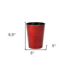 5" Red Recycled Plastic Indoor Outdoor Round Pot Planter