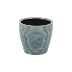 6" Blue Striped Ceramic Indoor Outdoor Round Pot Planter