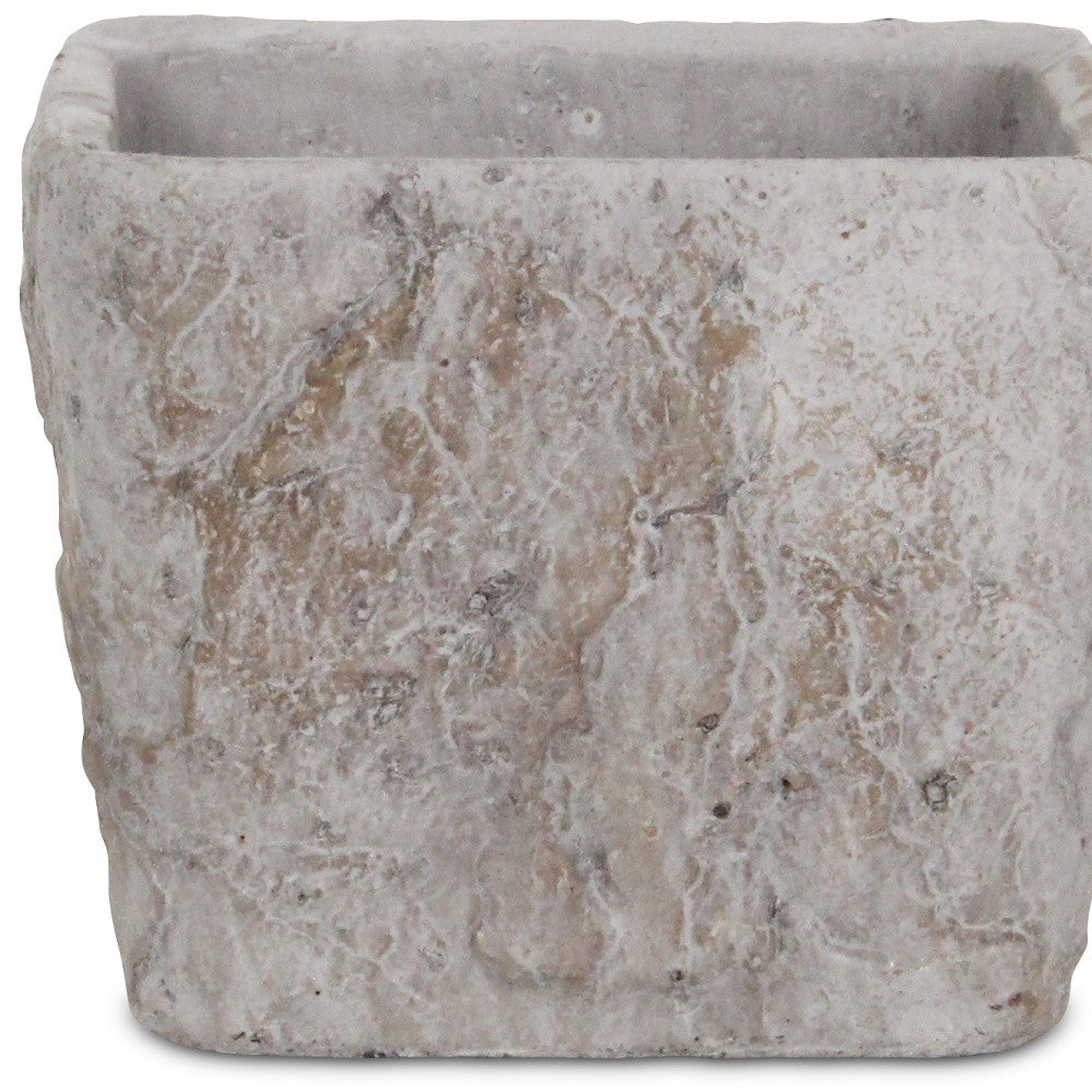 7" Gray Speckle Glaze Cement Indoor Outdoor Square Pot Planter