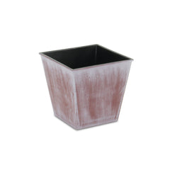 5" Brown and Ivory Abstract Recycled Plastic Indoor Outdoor Rectangular Pot Planter