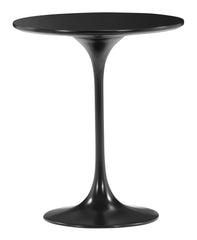 23" Black Manufactured Wood and Steel Round Pedestal End Table