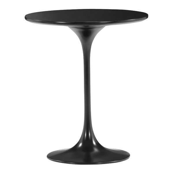 23" Black Manufactured Wood and Steel Round Pedestal End Table