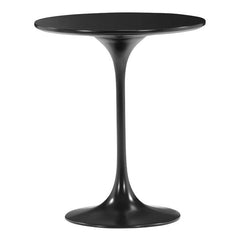 23" Black Manufactured Wood and Steel Round Pedestal End Table