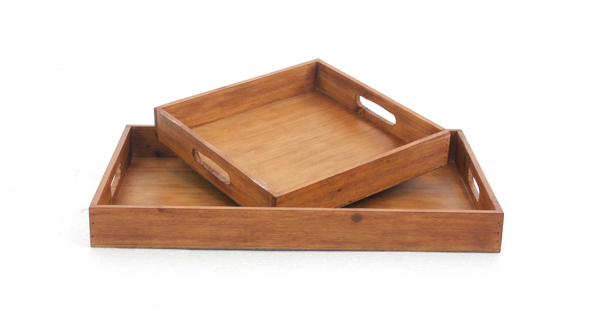 14.5 X 22.5 X 2.5 Brown Country Cottage Wooden Serving Tray 2Pc