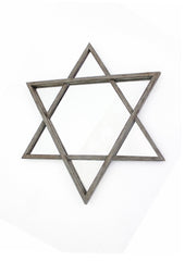 26" Rustic Accent Mirror Wall Mounted With Metal Frame
