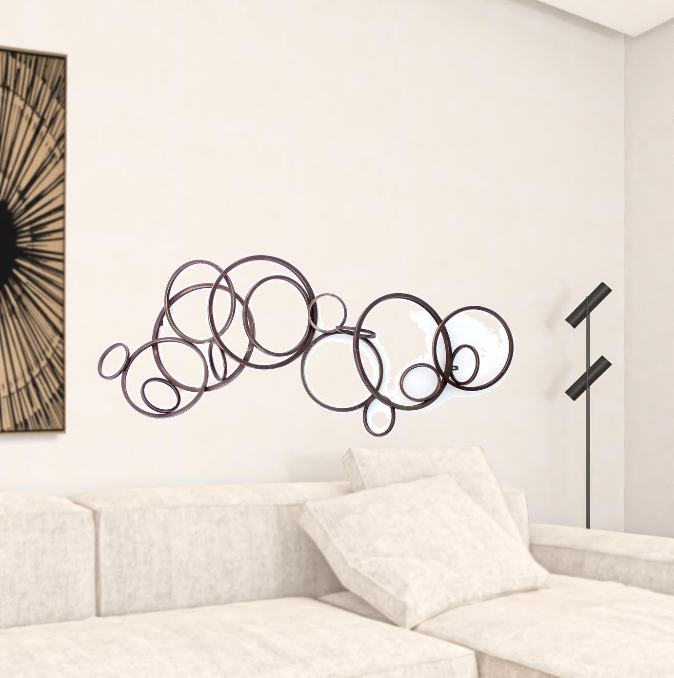 6.75 X 21.5 X 55.5 Silver Industrial Metallic Multi Circle Wall Decor