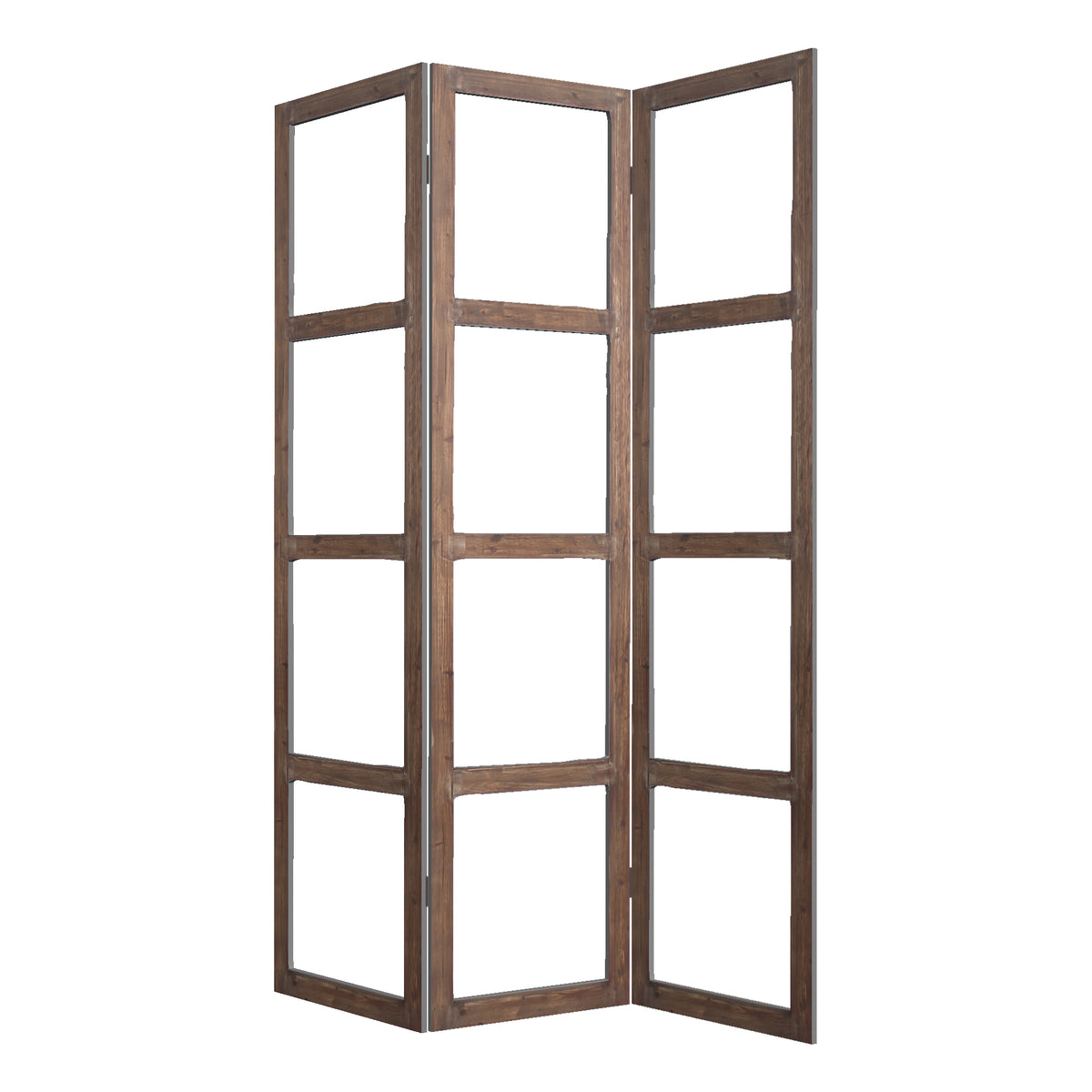 1 X 63 X 84 Brown Wood Glass Screen