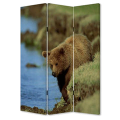 1" X 48" X 72" Multi Color Wood Canvas Bear Screen