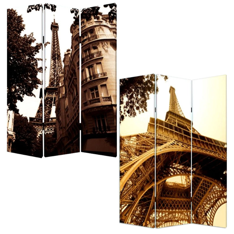 1" X 48" X 72" Multi Color Wood Canvas Paris Screen