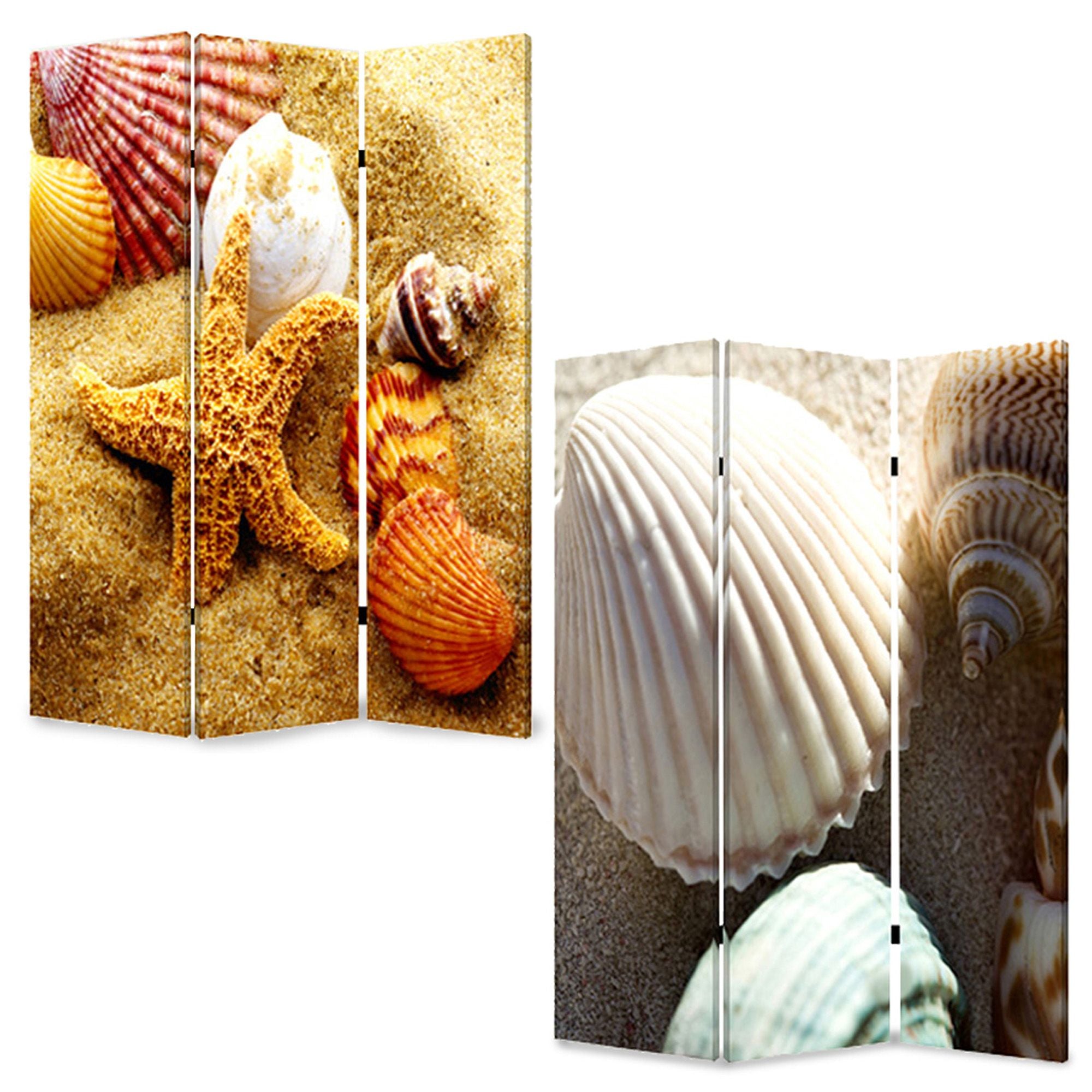 1 X 48 X 72 Multi Color Wood Canvas Sea Shell Screen