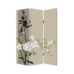 1" X 48" X 72" Multi Color Wood Canvas Plum Blossom Screen