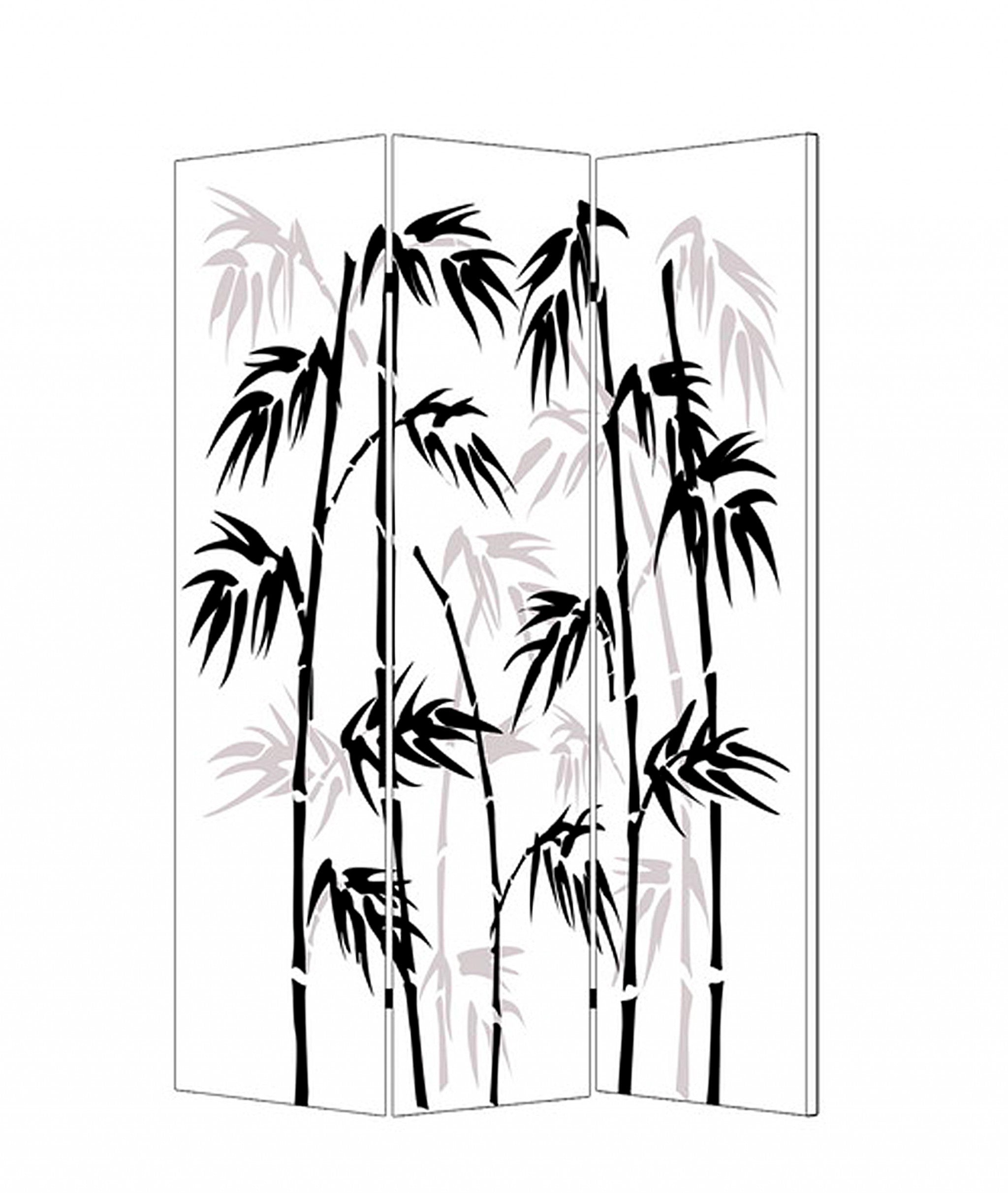 1 X 48 X 72 Multi Color Wood Canvas Bamboo Leaf Screen