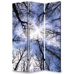 1" X 48" X 72" Multi Color Wood Canvas Forest Screen